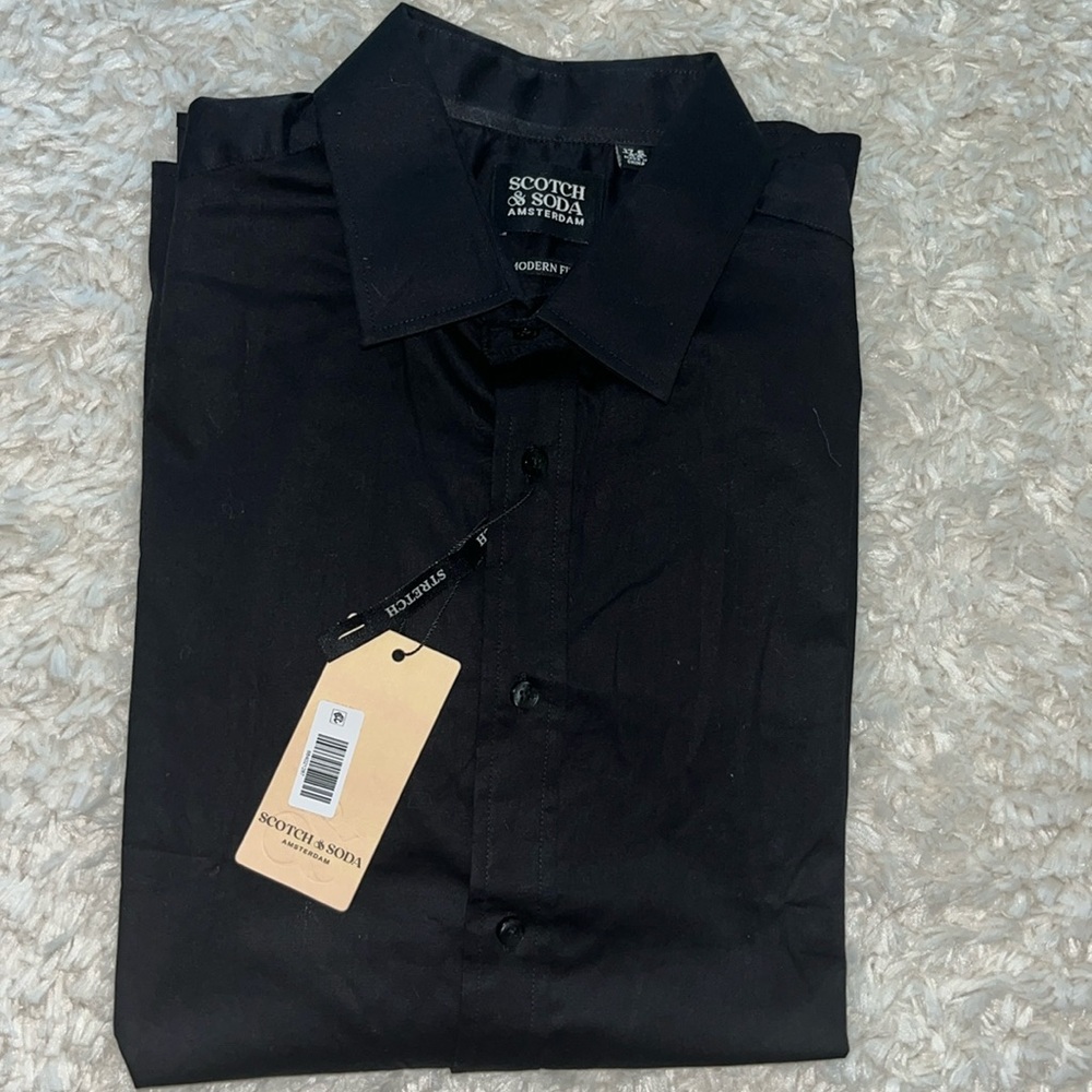 🏳️‍🌈 Scotch & Soda Black Long-Sleeve Dress Shirt